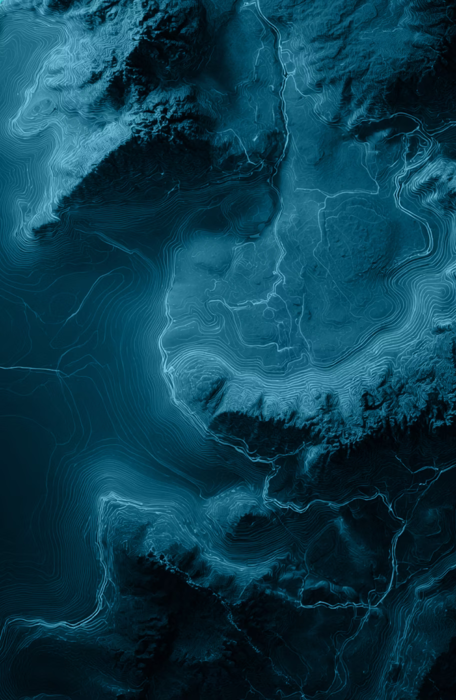 Stylized blue topographic map illustration used as the background for the Geospatial quality metrics section on OpenTrain.