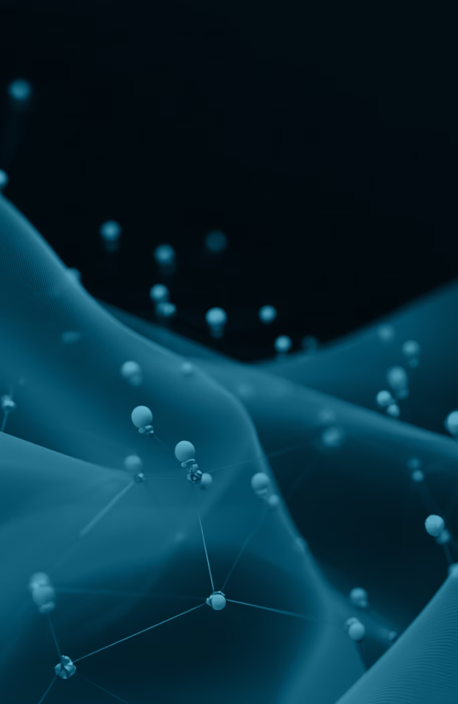 Abstract dark teal background with connected nodes and network lines representing AI reasoning and problem-solving concepts.