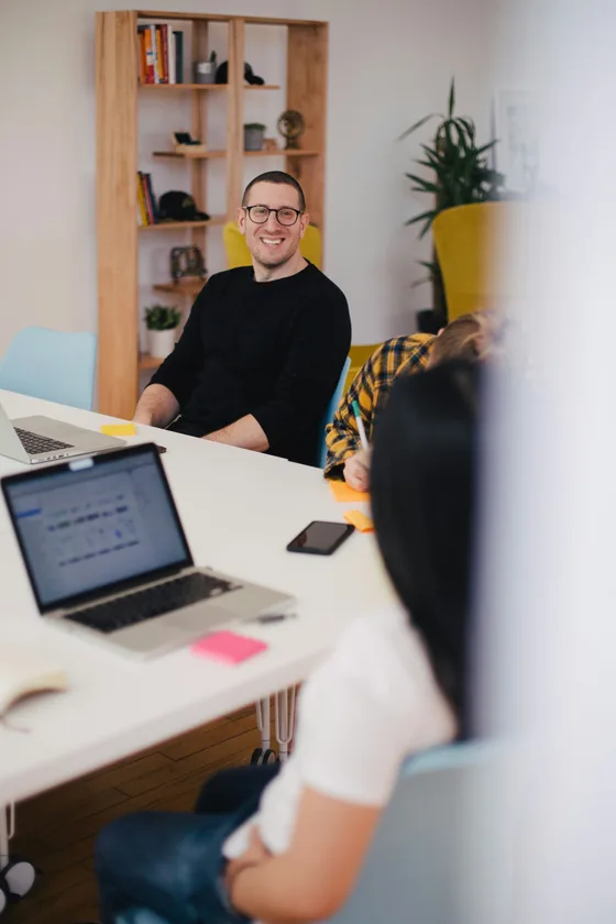 Team collaboration in a modern office