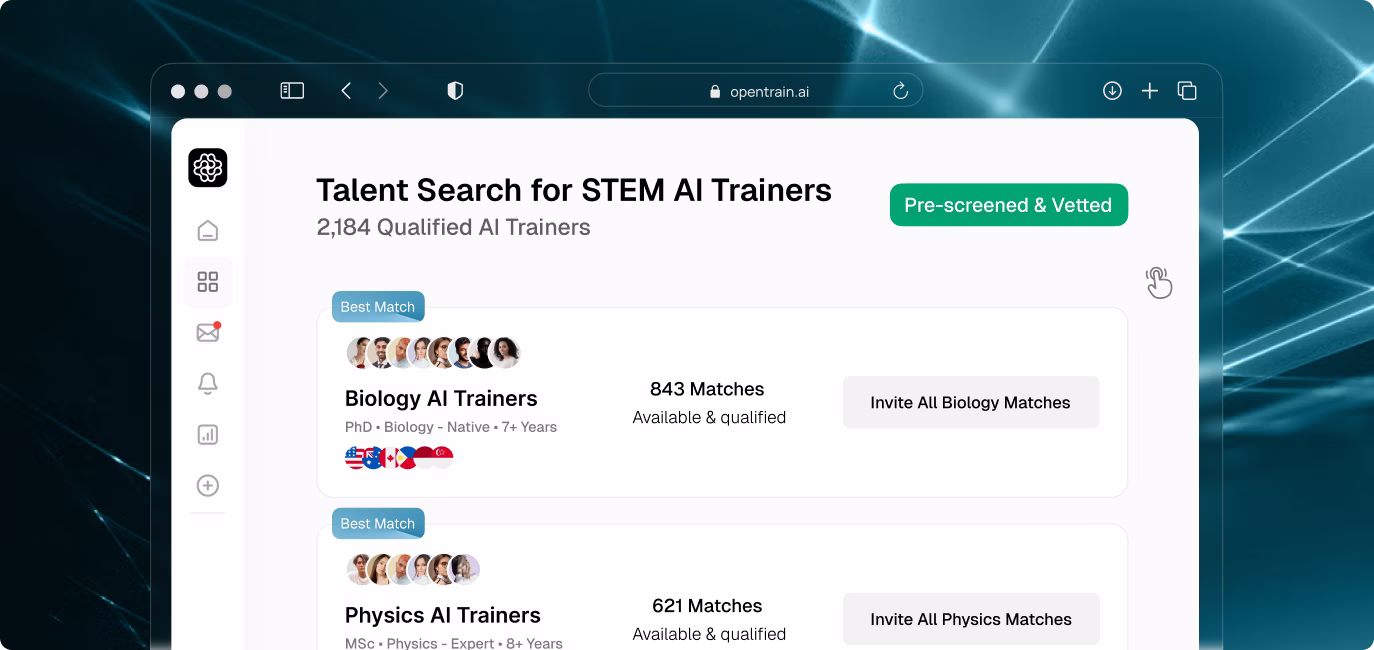 Talent search platform for STEM AI trainers