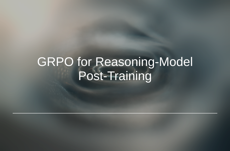 Abstract blurred measurement field for GRPO reasoning-model post-training.