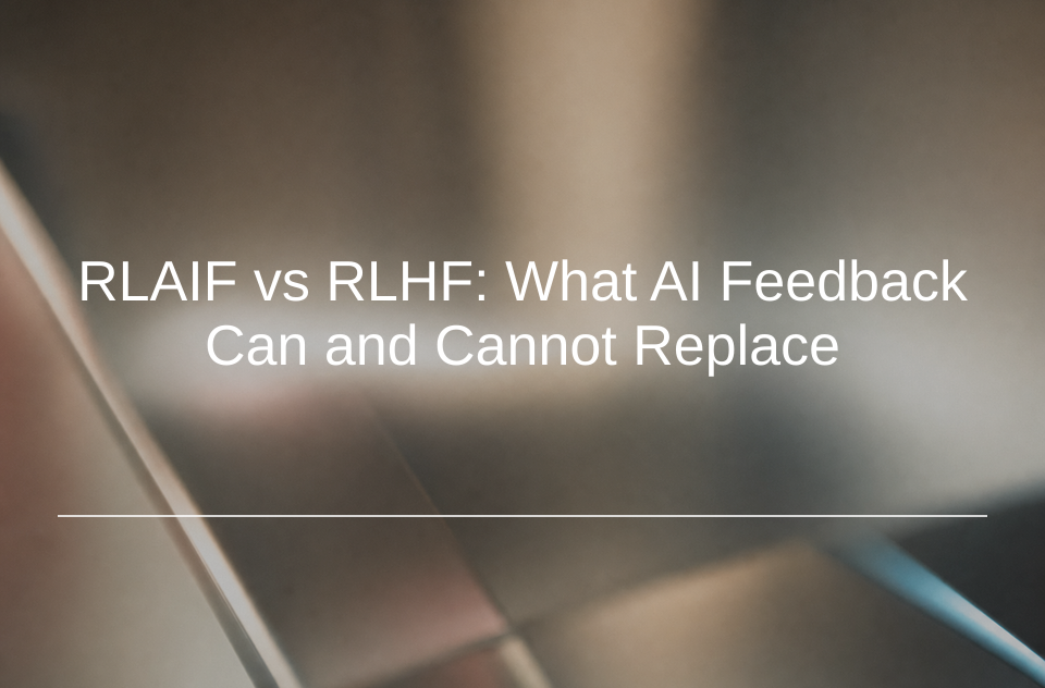 Abstract frosted-glass calibration field for RLAIF vs RLHF.